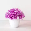 Decorative Flowers 1PC Artificial Potted Plant Simulation Ever Spring Bonsai Plastic Flowerpot Ornaments Birthday Party Decor Home