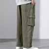 Pantalon masculin cordon de cordon hommes pantalons respirants décontractés pour le streetwear large-jambe multi-poche un