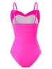 Damskie stroje kąpielowe 2024 Bowknot Solid Swimsuit Kobiet One Piece Pink Female Beachwear Bakers Bathing Swimming Swime