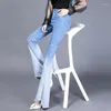 Women's Jeans Spring Women Color Panelled High Waist Denim Flare Long Trousers Female Bell-bottomed Pants Casual Tassels