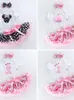 2024 Summer Baby White krótkie rękawie Sweetheart Pink Princess Sukienka Zestaw Girl's First Estory Dress Fashion