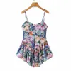 Basic Casual Dresses YENKYE Vintage Multicolor Floral Print Sexy Sling Dress Women Summer Chiffon Super-Short Dress Holiday Beach Sundress Vestido 240419