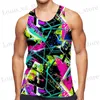 Herr t-shirts 3d fantasy abstrakt graffiti Figur Tank Top Gym Kläder Män Summer Strtwear Basketball Vest Quick Torking Slveless Y2K Tops T240419