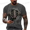 Men's T-Shirts Vintage Horror Skull 3d Print Mens T-shirt Summer Classic Casual O Neck Short Slve Fashion Loose Oversized Tops T Shirt Men T240419