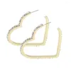 Brincos do garanhão dvacaman shiny shiny shinystone em forma de coração para mulheres moda moda de jóias de cristal de jóias de cristal por atacado
