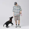 T-shirt Han Lu Men Moda Moda Contraste Stripe para homens primavera/verão novo casal versátil solto manga curta773