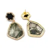 Серьги 1PAIR STEAD Серьера CZ Paved Moss Agate Gem Stone Gold Gometric Geometric Hearging earrigns Женщины свадебные украшения свадебные украшения