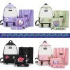 Bags 4pcs Backpack Suit BT21 Kpop Backpack+Shoulder Bag+Handbag+Pencil Case Girls Kawai Stationery Supplies Fashion School Bag