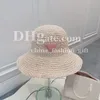 Women Straw Hat Wide Brim Bucket Hats Solid Color Simple Beach Hat Metal Triangle Brand Fishers Hat Summer Travel Sun Hat