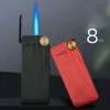 Mini Wheel Authropwroping Direct Punch Blue Flame Without Gas Metal Flame Flame Flame Adjustable Outdoor Portable Creative Lighters Gift