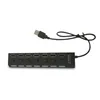 7 Ports USB -Hub -LED USB Hochgeschwindigkeit 480 Mbit/s Adapter USB -Hub mit Stromversand für PC -Laptop -Computer -PC -Laptop mit ON/OF