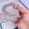 Necklaces Zuanfa Jewelry 3.0" Rose Gold Two Tone Sterling Silver Hip Hop Iced Out Moissanite Hamsa Pendant