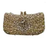 Evening Bags Ladies Floral Crystal Dress Bag Hard Shell Metal Single Chain Handbag And Purse Bridal Wedding Party Clutch