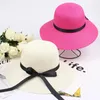 Berets Korean Bow Straw Hat Foolda Summer Sun Ochronę Big Brim