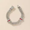 Chaîne Fashion Bling Rhingestone Heart Bracelet Hip Hop Cuban Chain Link Bracelets For Men Women Jewelry Gift Pulsera D240419