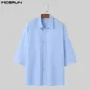 Erkekler Sıradan Gömlekler Incerun Üstler 2024 Kore tarzı yakışıklı gevşek Piled Tasarım Sokak Giyim Erkek Kısa Kollu Bluz S-5XL