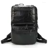 Sac à dos pour hommes de grande capacité en cuir authentique ajusté 15 "ordinateur portable 3 Utilisez le sac de bille de voyage de voyage de vache sac de week-end masculin