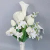 Fleurs décoratives Yysd Bouquets nuptiaux de fleurs artificielles pour la mariée qui lance du bouquet