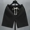 Shorts Shorts Belt Pattern Uomini Elastico in vita coulbo con tasche gamba larga di colore solido casual per streetwear