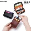 Carteiras Genodern Retro Coin Meiz Bolsa Vertical Multicard Slot Saco de carteira Pull Carteira fina RFID