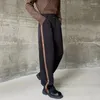 Мужские штаны Luzhen Оригинальный повседневный костюм сгущенной контрастная цветовая полоса Дизайн Прямые брюки в корейском стиле широкая нога LZ1799