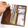 Wallets Genuine Leather Wallet For Men Vintage Crazy Horse Leather Long Bifold Slim Men's Wallet Purse With Credit Card Holder ID Window