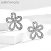 Boucles d'oreilles de créateur originales de la qualité supérieure de qualité supérieure zirconium incrusté cinq boucles d'oreilles de fleur de pétale s Sterling Silver Needle Bijoux avec logo