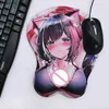 Muis pads pols rusten rem prinses verbindende overbelasting sexy 3d borst muis pad big gaming anime siliconen gel schattig manga kussen met pols oppai mat y240419