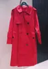 Trench Coats Designer Breaker Breaker 24 ans Nouveau automne à mi-longueur Red Luxury coréen lâche pour femmes yd08