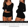 Women's Two Piece Pants 2 Set For Women Long Sleeve Crop Tops Shorts Suit Sexy V Neck Tees Slim Fit Skinny Solid Outfits Female Beach