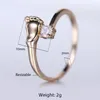 Cluster anneaux rose or couleur ouverte ouverte de taille libre bande anneau clair zircon cubic petit bébé bébé résidable pour femmes bijoux filles dgr62