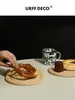 Tasses urff déco plaque de pain de jume naturel en bois nordique géométrique à gâteau de gâteau en rondins