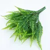 Decorative Flowers 10 Pieces Artificial Fake Plants Ferns Outdoor UV Resistant Green Leaves Outside Bouquet Garden Office Balcony