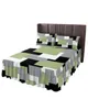 Jupe de lit vert noir gris patchwork abstrait art élastique couché ajusté avec des taies de couverture de matelas à couverture
