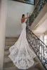 Beauty Beading Pearls Embroidery Lace V-Neck Mermaid Wedding Dress With spaghetti straps Backless 2 In 1 Trumpet Bridal Gowns 2024