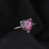 Solitaire Ring JewelryPalace Heart Natural Rainbow Mystic Quartz Solitaire 925 Sterling Silver Rings Women Fashion Colorful Gemstone Jewelry d240419