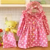 BRESCASES Baby Girls Rain Coat Dot Ruffles Big Brim Hooded SingleBreasted Kids Princess Poncho With Storage Bag Children Raincoat 25 Yrs