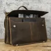 Портфельбазы Vintage Men's Men's Men's Borftame Crazy Horse Leathing Business Bagn для ноутбука для 16 -дюймовых суммированных мессенджеров с большой мощностью