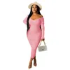 Casual Dresses Fat Women Plus Size Larger Over Knee Dress Long Sleeve