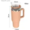 Mokken 40oz sublimatie lege tumblers met kleurrijk handgreep roestvrijstalen dubbele wand vacuüm geïsoleerde big capaciteit tumbler groothandel FY5706 0418Q240419