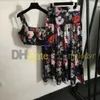 Flower Crop Tanp Top Summer Beach Rückenfreies Halfterkleid sexy Falten Miniröcke Designwer Blumendruck Hochtütig Schlinge Kleider für Urlaub