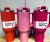 US STOCK THE QUENCHER H2.0 Cosmo Pink Parade TUMBLER 40 OZ 4 HRS HOT 7 HRS COLD 20 HRS ICED cups 304 swig wine mugs Valentine's Day Gift Flamingo