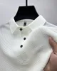 2024 mens high-end mesh ice silk short-sleeved shirt collar summer solid color high street breathable anti-wrinkle POLO shi 240409