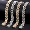 Hip Hop 14 mm Prong Cubain Link Chain Collier Bracelet Iced Out Bling Cuban Chain Rhingestone Chains For Men Punk Jewelry JIANDRY 240323