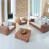 Obozowe meble na zewnątrz sofa sofa set set co dziedziniec willa rattan krzesło ogrodowe wodoodporne i kremowe