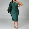 Abiti casual Donne eleganti abiti da sera verde da sera Plus size 3xl 4xl 5xl sexy Hollow One Spalla Bodycon Vestidos Ladies Large