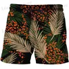 Men's Shorts Painting Leaves Graphic Beach Shorts Pants Men 3D Printing Surf Board Shorts Summer Hawaii Swimsuit Swim Trunks Cool Ice Shorts T240419