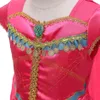 Girl Jasmine Costume Kid Princess Cosplay Dress Aladdin Rollspel Spela Fancy Lamp Birthday Surprise Halloween Disguise Set 240418