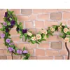 Decoratieve bloemen Fake Rose Vine Floral Garland Artificial For El Wedding Home Party Garden Decor (Dark Pink)