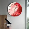 Zegary ścienne czerwone fale morskie malarstwo plażowe Malarstwo Kitchen Kitchen Digital Clock Nonicking Creative Children Pokój Zegarek